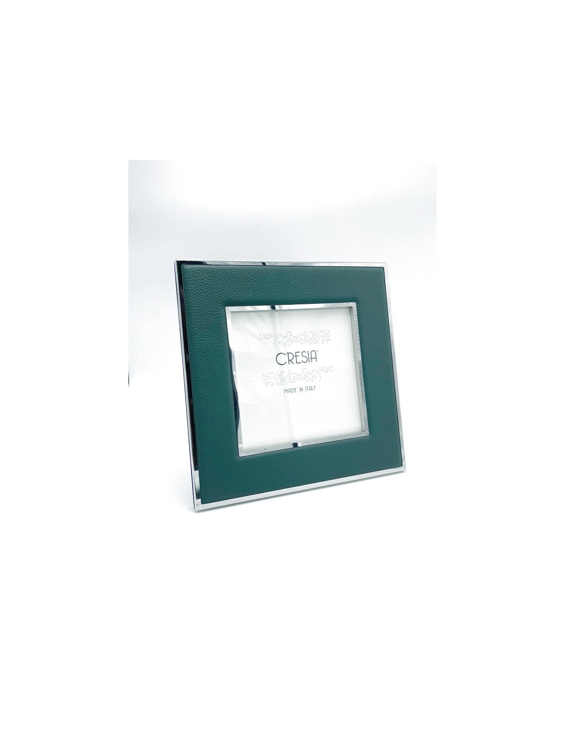 skin-cornice-portafoto-da-appoggio-in-pelle-verde-e-cromo-31×31-cresia